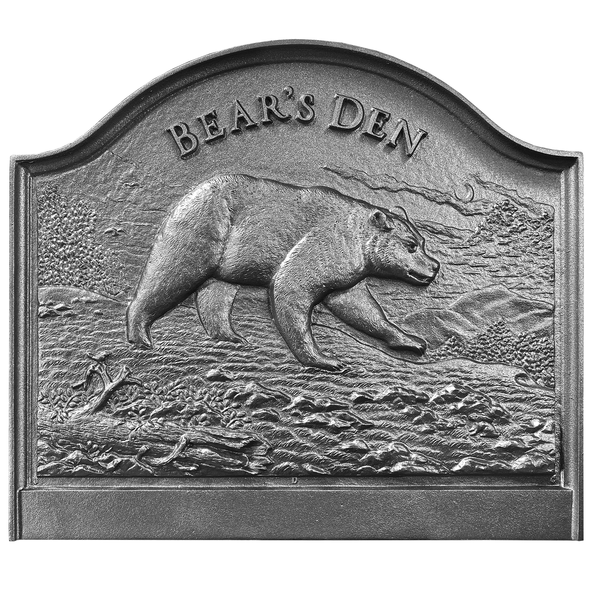 Bear's Den Fireback on Large Plain Panel Fireback